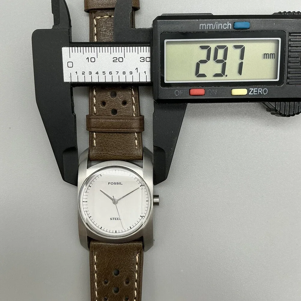 Fossil Arkitekt FS-2782 Mens Watch 30mm Silver Tone Brown Leather New Battery
